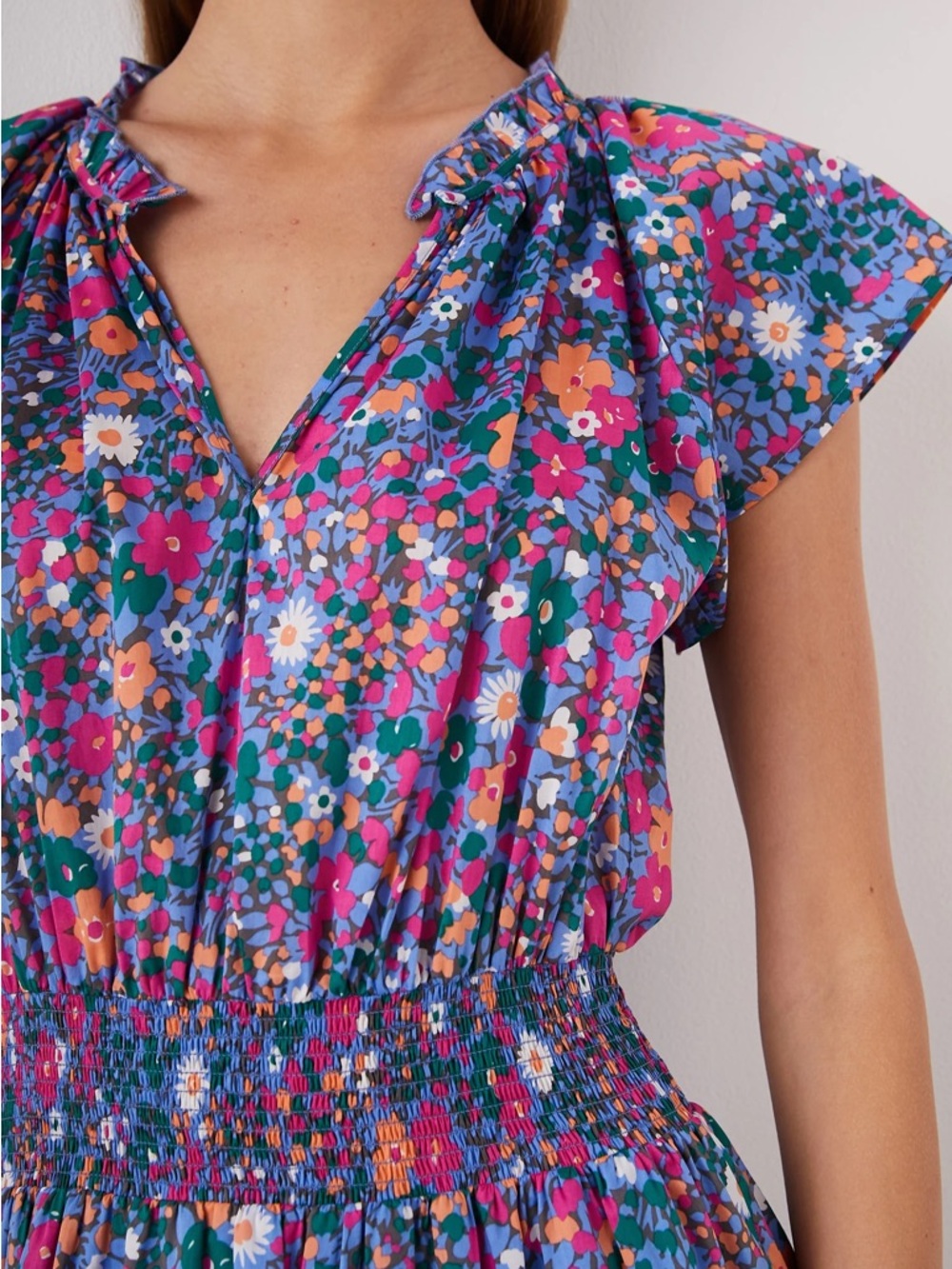 Rails Purple Floral Tiered Smocked Midi Dress - Picture 2 of 7
